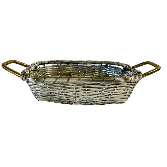 Woven Wire Metal Basket With Handles - Picture 3 of 7
